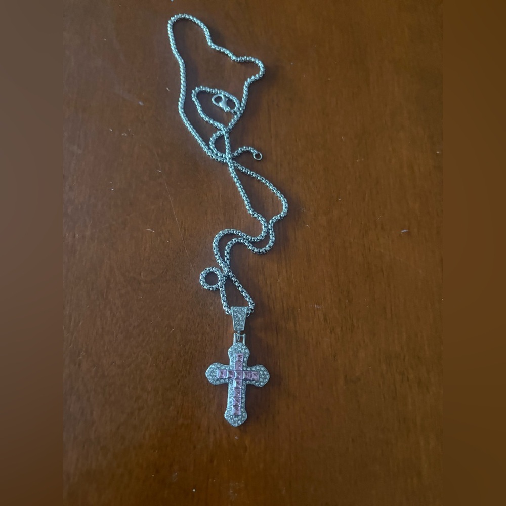 Elegant Silver Cross Pendant Necklace